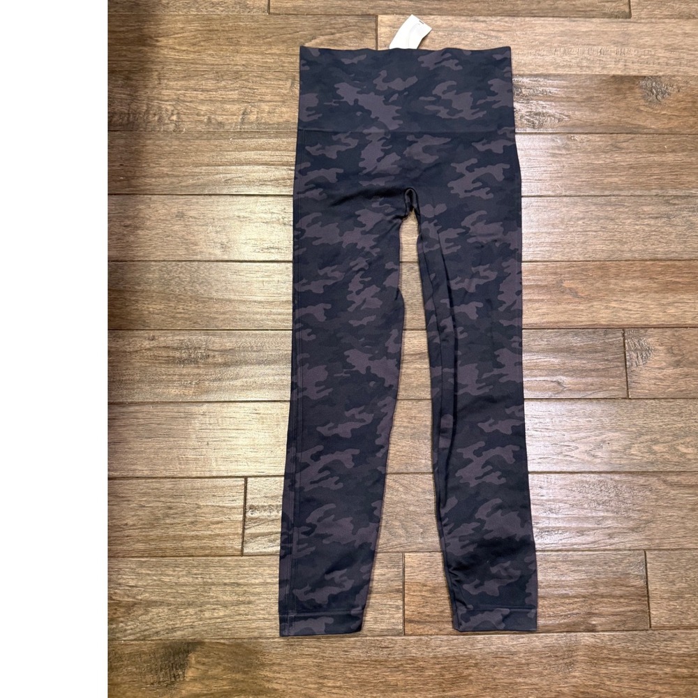 Spanx Look at Me Now Leggings Womens L Black Camo Seamless High Rise A288131